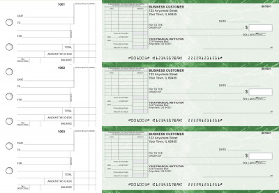 Green Marble Standard Itemized Invoice Business Checks | BU3-GMA01-SII