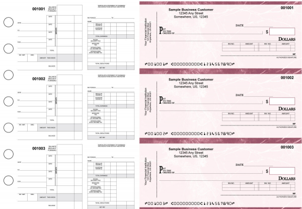 Burgundy Marble Itemized Disbursement Payroll Business Checks | BU3-7BMA01-IDP