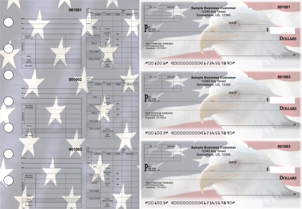 American Flag Multipurpose Invoice Payroll Designer Business Checks | BU3-7CDS32-MIP