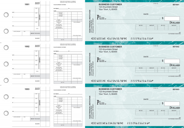Teal Marble Payroll Invoice Business Checks | BU3-7EMA01-PIN