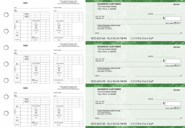 Green Marble Multi-Purpose Counter Signature Business Checks | BU3-7GMA01-MPC