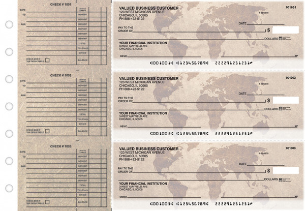 World Map Accounts Payable Designer Business Checks | BU3-CDS26-DED