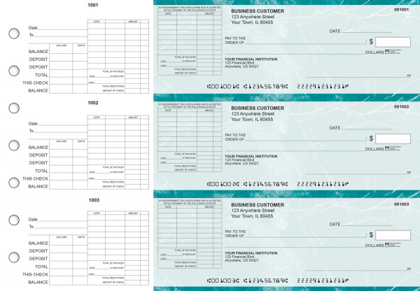 Teal Marble General Itemized Invoice Business Checks