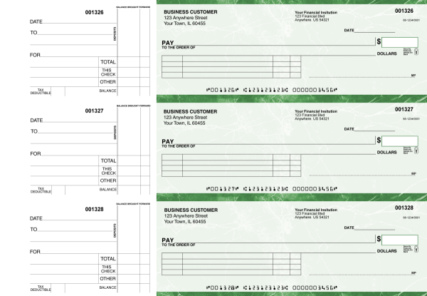 Green Marble Itemized Payment Business Checks