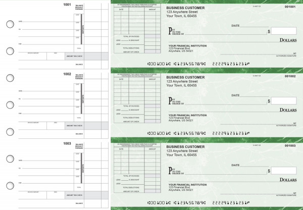 Green Marble Itemized Invoice Business Checks