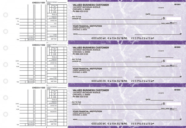 Purple Marble Multi Purpose Business Checks | BU3-UMA01-DEP