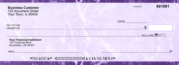 Purple Marble Business Pocket Checks